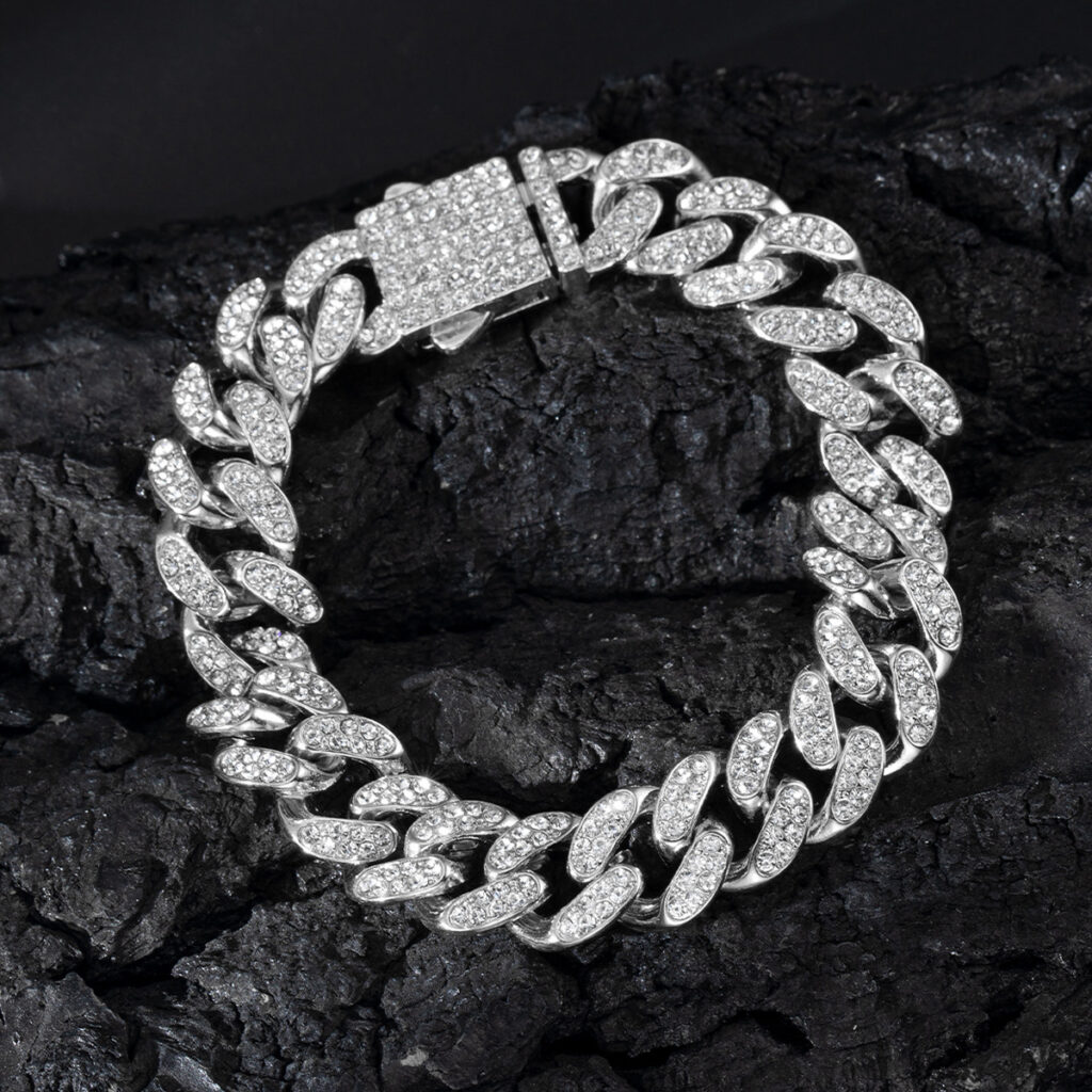 Spring Buckle Cuba Bracelet Alloy Full Diamond