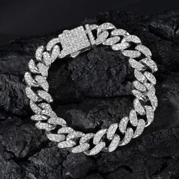 Spring Buckle Cuba Bracelet Alloy Full Diamond - Image 9