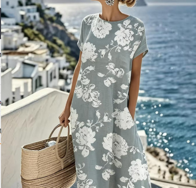 Plus Size Women's Blouse Pocket Short Sleeve Dress - Image 10