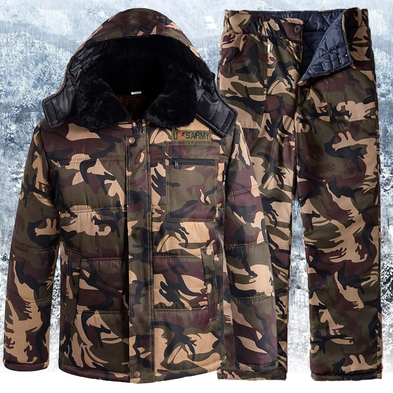 Winter Thickened Fleece Lined Camouflage Cotton Padded Jacket For Men - Image 44