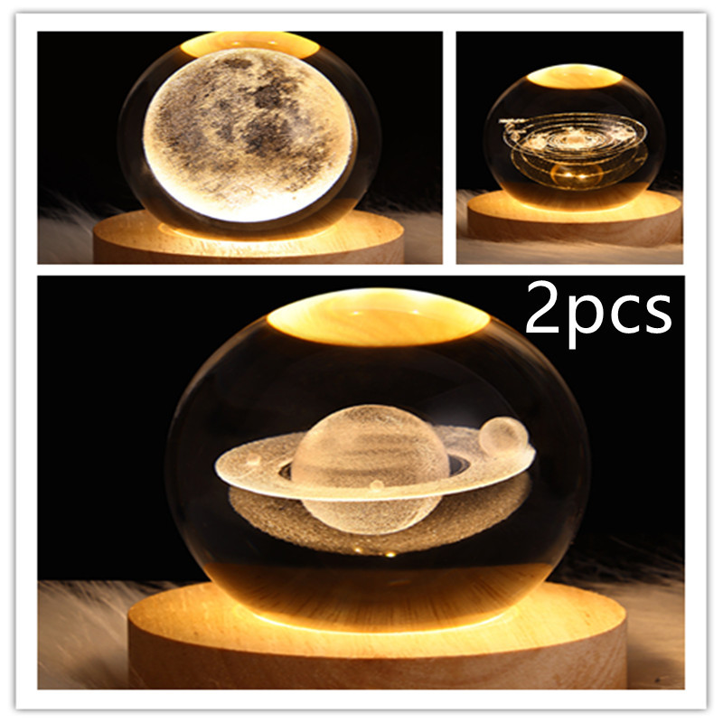 LED Night Light Galaxy Crystal Ball Table Lamp 3D Planet Moon Lamp Bedroom Home Decor For Kids Party Children Birthday Gifts - Image 26