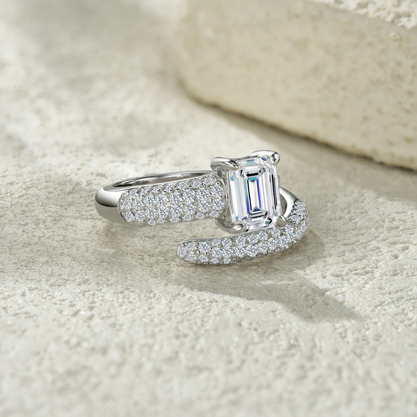 Engraved With Top-quality Moissanite, This Luxurious And Fashionable Minimalist Jewelry Set Features Exquisite Silver Accessories For Ladies. Made Of S925 Silver With Electroplated Platinum. - Image 6