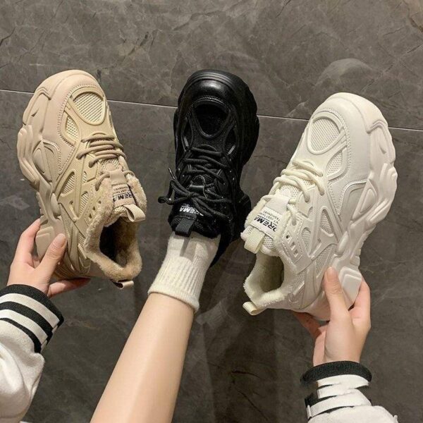Women's Fleece-Lined Warm Non-Slip Thick-Soled Sneakers - Image 3