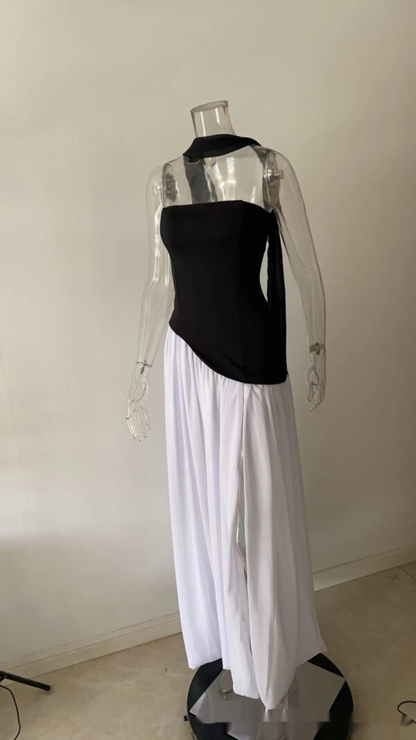 Temperament Contrasting Zipper Tight Dress - Image 19