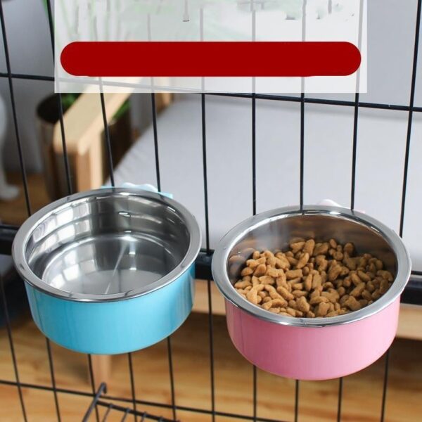 Stainless Steel Dog Fixed Cat Bowl Cat Bowl Dog Cage  Water Anti-Overturning Dog