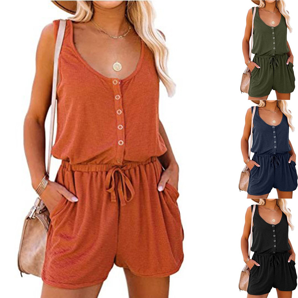 Sleeveless Jumpsuit Waist-Cinching Lace-Up - Image 14