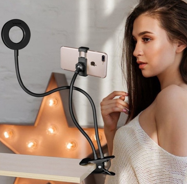 LED Selfie Ring Light for Live Adjustable Makeup Light-8cm Stand - Image 1