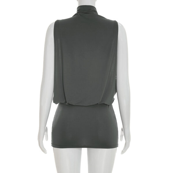Simple And Elegant Sleeveless Turtleneck Mini Dress For Women - Image 14
