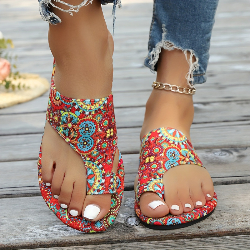 European And American-style Floral-print Open-toe Sandals - Image 2