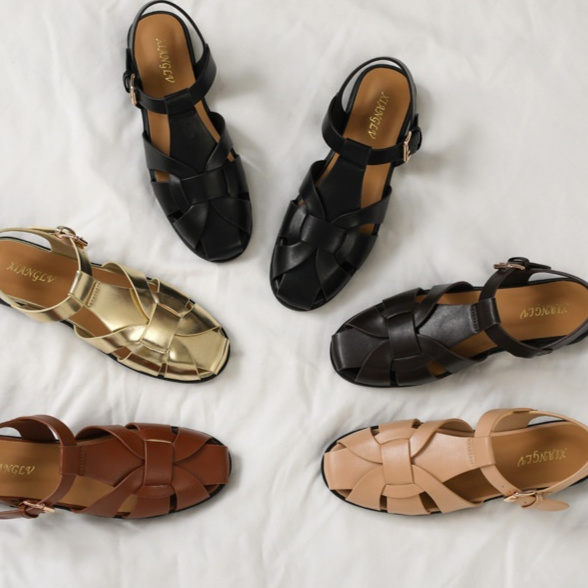 Baotou Woven Piggyback Strap Vintage Sandals New Style