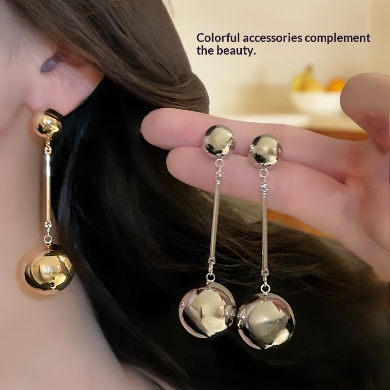 Fashionable Unique And Personalized Metal Round-Ball Tassel Earrings - Image 1