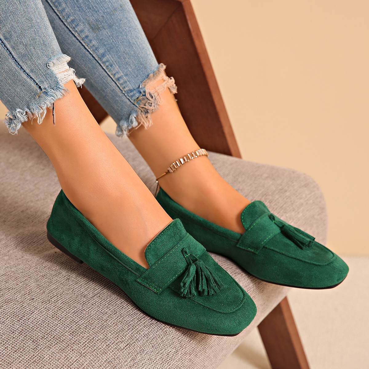 SpringAutumn Square Toe Slip On Casual Loafer Shoes - Image 10