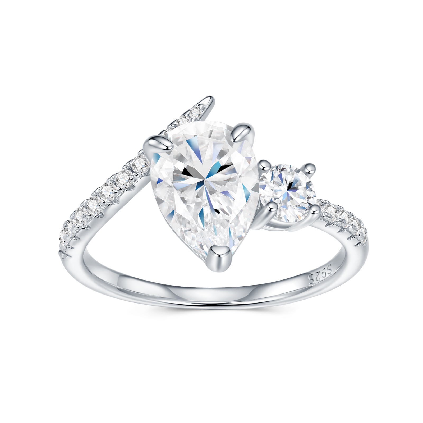 Engraved With Top-quality Moissanite, This Luxurious And Fashionable Minimalist Jewelry Set Features Exquisite Silver Accessories For Ladies. Made Of S925 Silver With Electroplated Platinum. - Image 10
