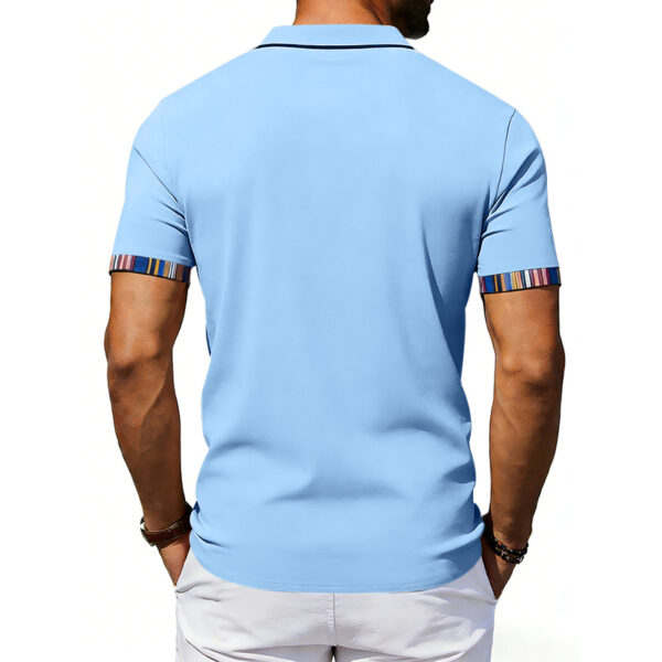 Men's Casual Lapel Contrast-color Polo Shirt Short-sleeve Polo Tee - Image 11