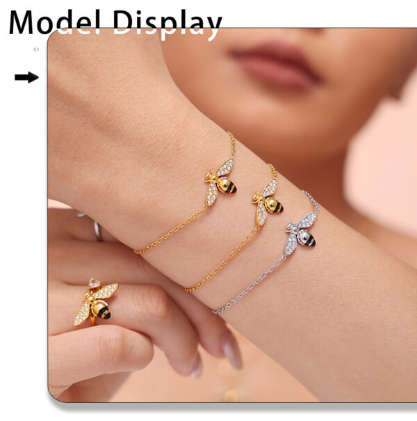 Stylish Oil-Drip Zircon Hardworking Little Bee Bracelet - Image 8