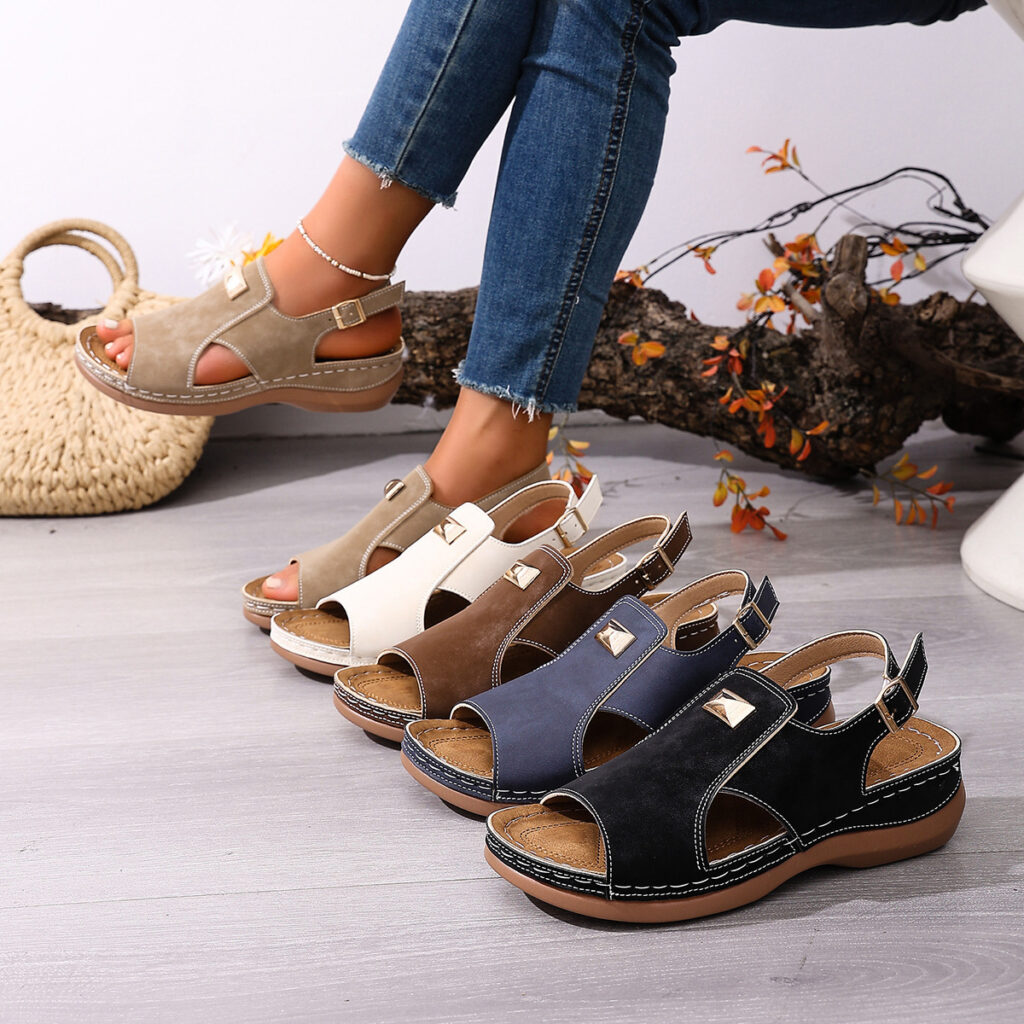 Women's Elastic Band Peep-Toe Fashionable Plus-Size Sandals