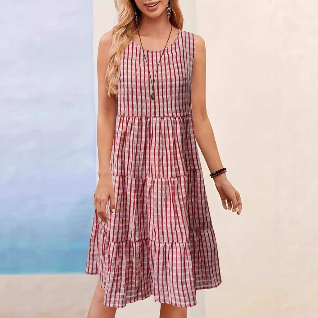 Women's Casual Solid-Colored Hollow-Out Vest Dress For Lunch Break