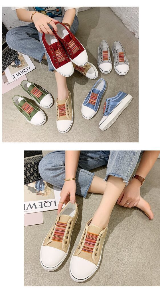 Women's Retro Zipper Fashion Patchwork Canvas Shoes