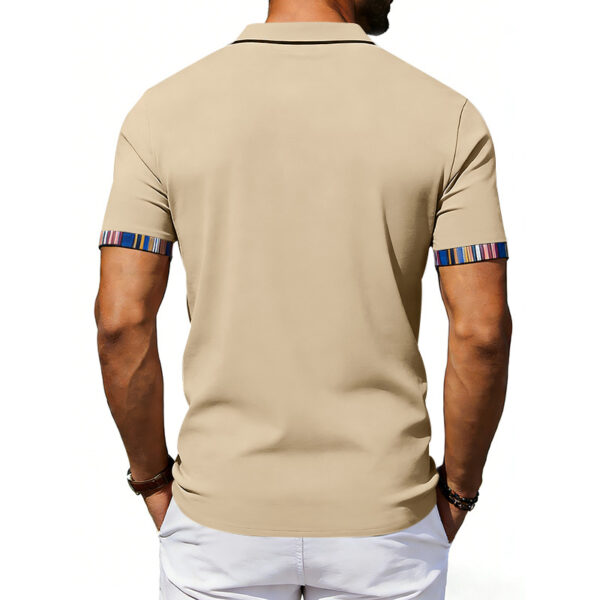 Men's Casual Lapel Contrast-color Polo Shirt Short-sleeve Polo Tee - Image 18