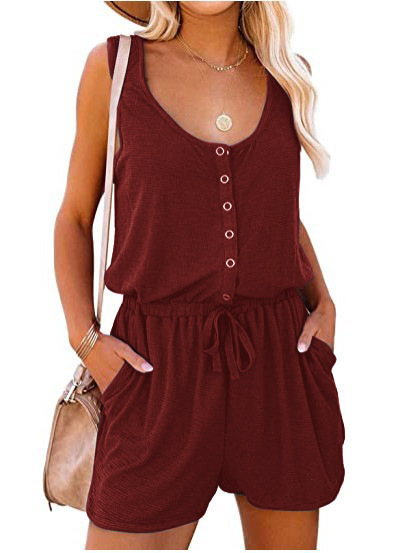 Sleeveless Jumpsuit Waist-Cinching Lace-Up - Image 9