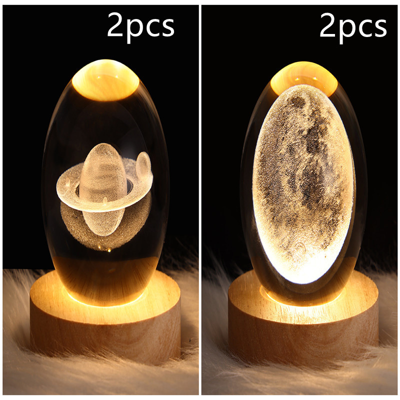 LED Night Light Galaxy Crystal Ball Table Lamp 3D Planet Moon Lamp Bedroom Home Decor For Kids Party Children Birthday Gifts - Image 24
