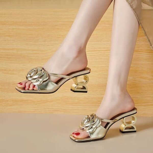 Light Luxury Minority French High Heel Slippers Women - Image 5