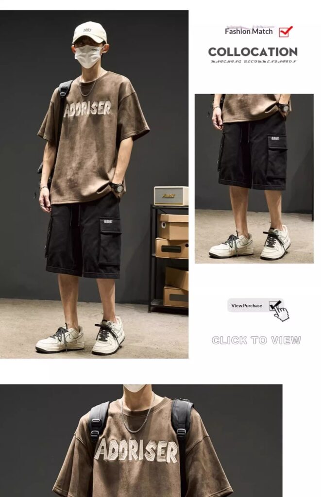 High-Street Embroidered Letter Crewneck Suede-Fleece Short Sleeve