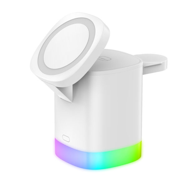 3 In 1 Magnetic Wireless Fast Charger For Smart Phone RGB Ambient Light Charging Station For Airpods IWatch - Image 20