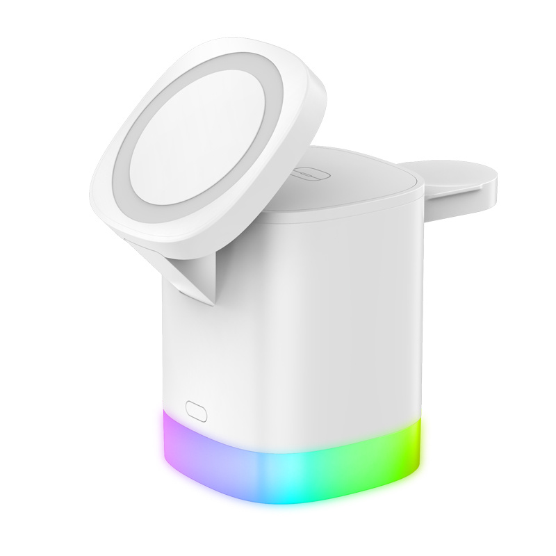 3 In 1 Magnetic Wireless Fast Charger For Smart Phone RGB Ambient Light Charging Station For Airpods IWatch - Image 20