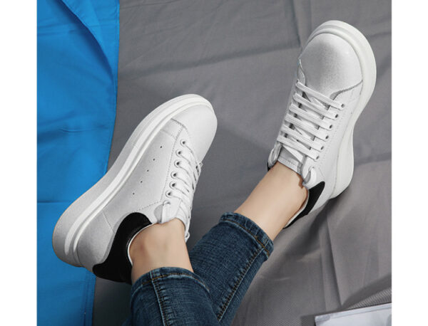 Korean-style Casual Invisible-heeled White Sneakers For Men Autumn Season - Image 28