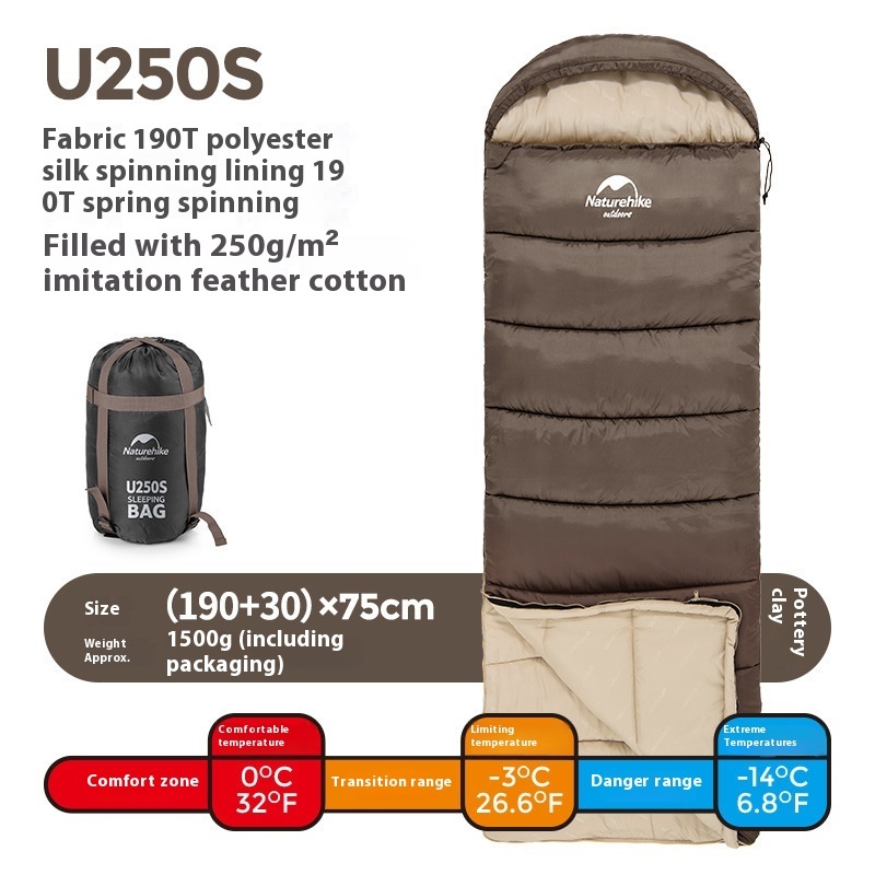 Naturehike Series Envelope Hooded Sleeping Bag Outdoor Camping Autumn And Winter Cold-proof Double - Image 5