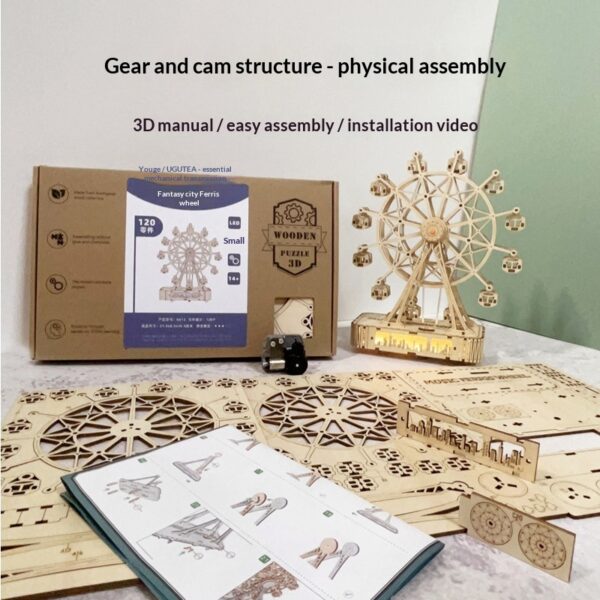 DIY Wooden 3D Puzzle - Irregular Shaped Ferris Wheel Model - Image 9
