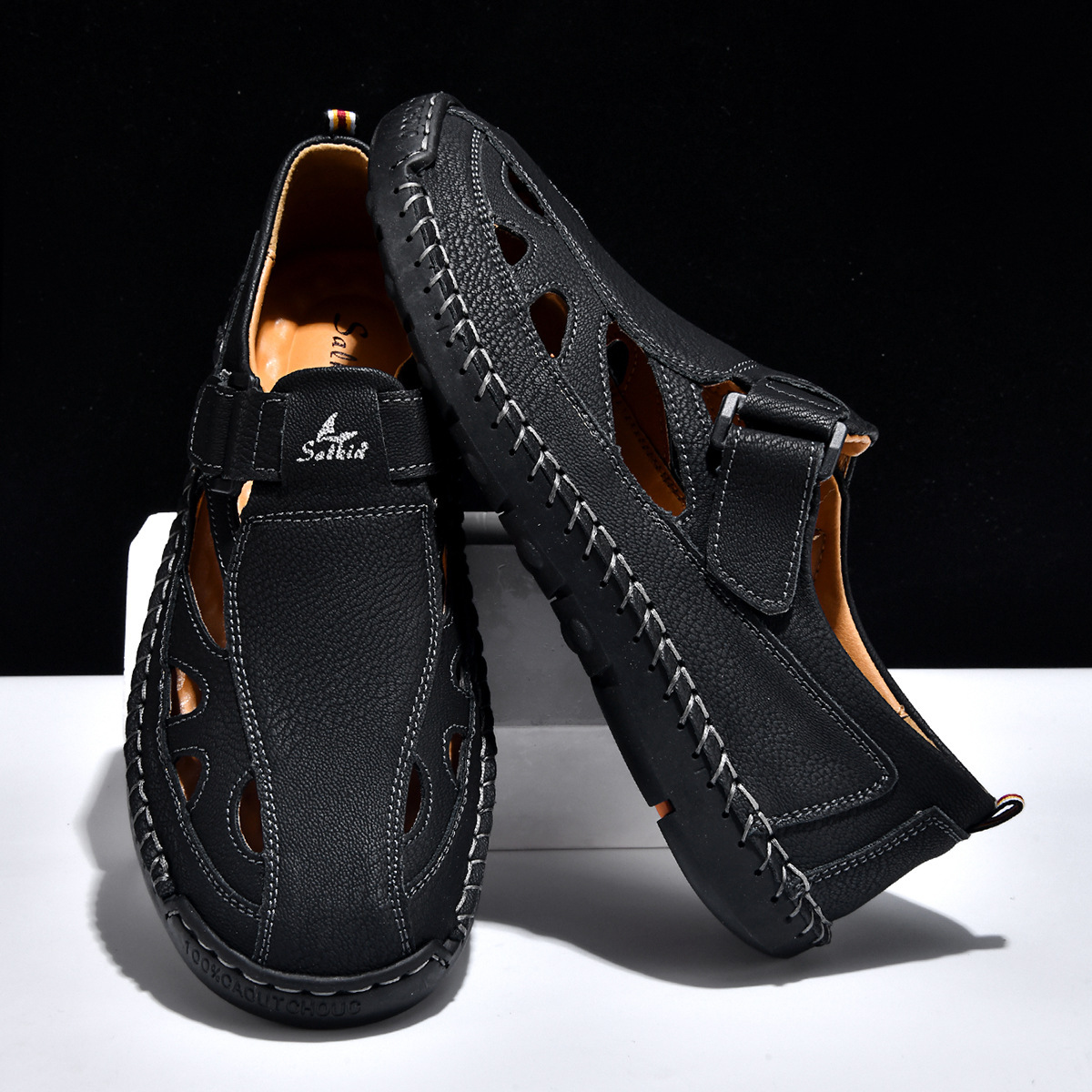 Breathable Hand-Sewn Mens Closed-Toe Sandals - Image 7