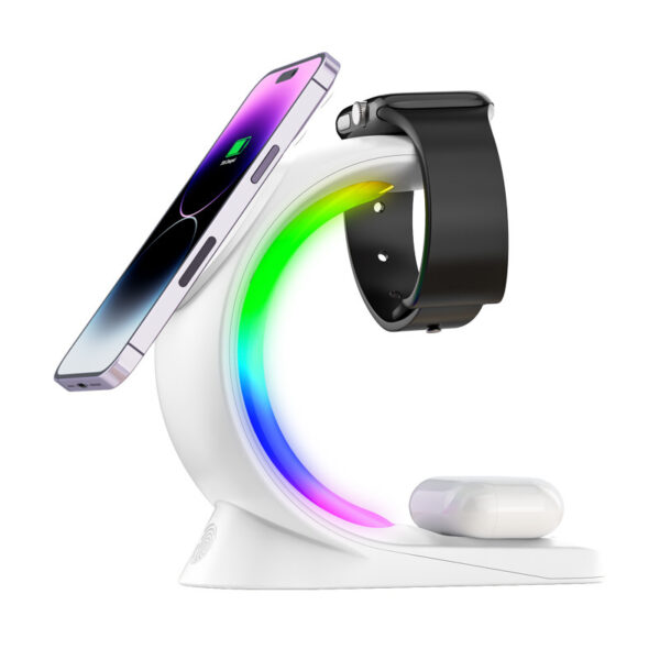 4 In 1 Magnetic Wireless Charger Fast Charging For Smart Phone Atmosphere Light Charging Station For Airpods Pro I-phone Watch - Image 29