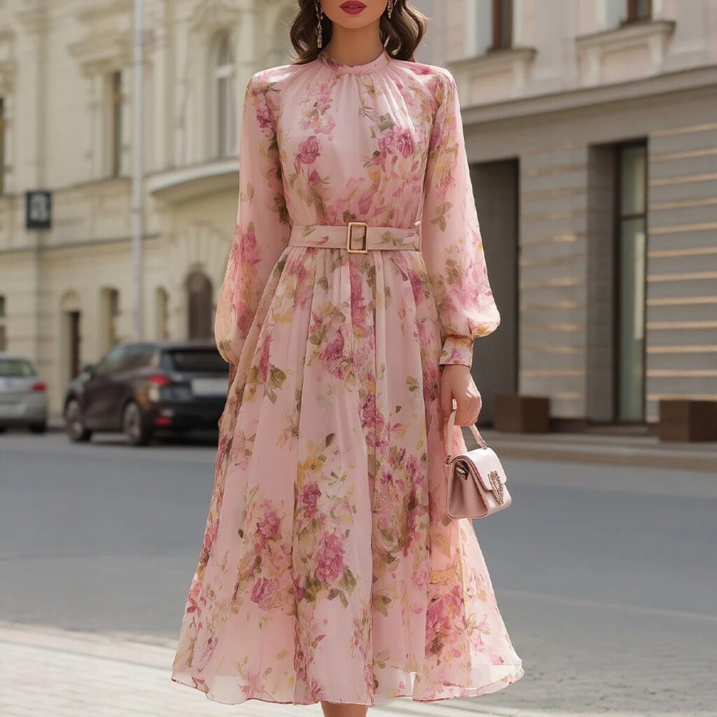 Waist-cinching Lace-up Elegant Chic Maxi Dress