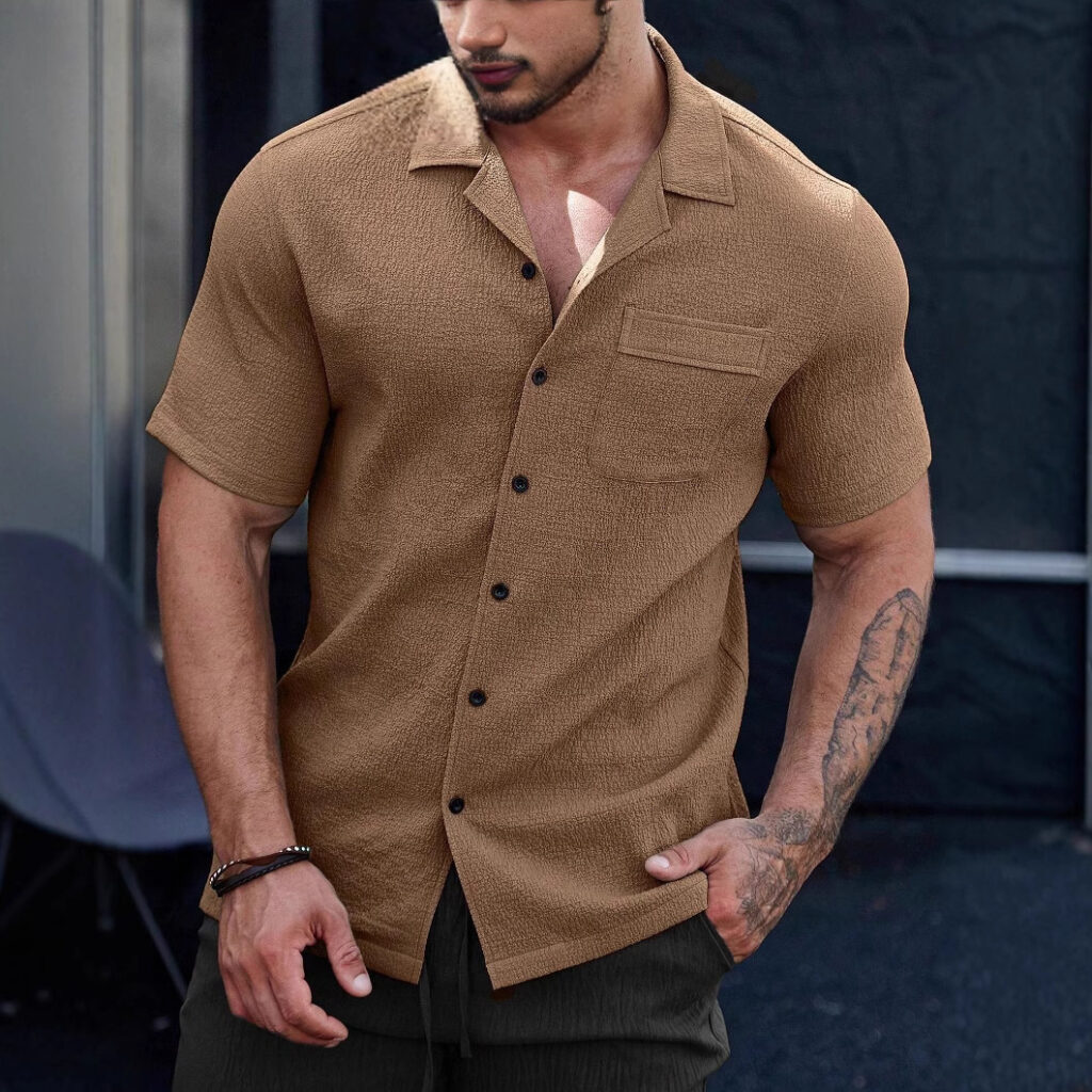 Mens Breathable Wrinkle-Resistant Versatile Semi-Formal Shirt
