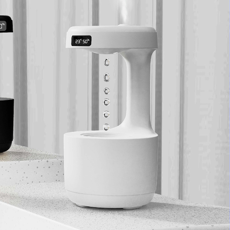 Bedroom Anti-Gravity Humidifier With Clock Water Drop Backflow Aroma Diffuser Large Capacity Office Bedroom Mute Heavy Fog Household Sprayer - Image 2