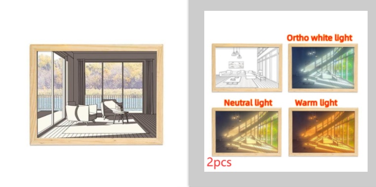 Illuminated Picture LED Decorative Light Painting Bedside Picture Style Creative Modern Simulate Sunshine Drawing Night Light Gift - Image 71