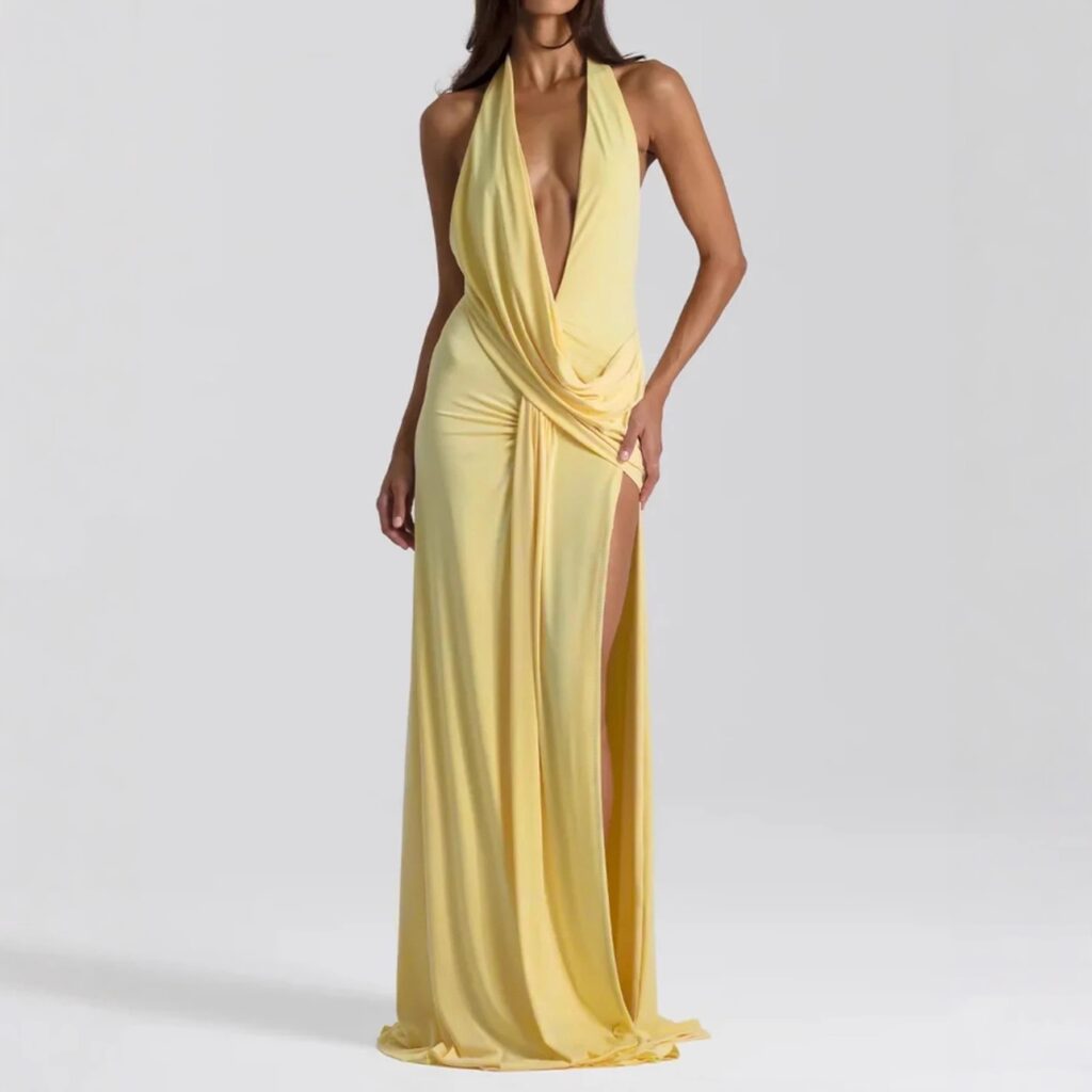 Feminine Solid Color Minimalism And Elegant Ribbon-Trimmed Dress