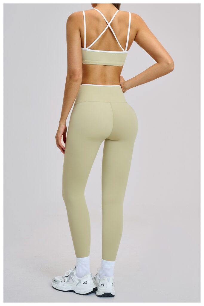 Nude-Feel Yoga Pants High-Waist Contrasting Color Quick-Dry Trousers