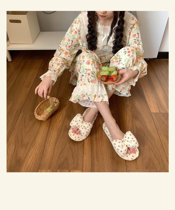 Household Sweet Bow-Knot Womens Cotton And Linen Slippers - Image 13