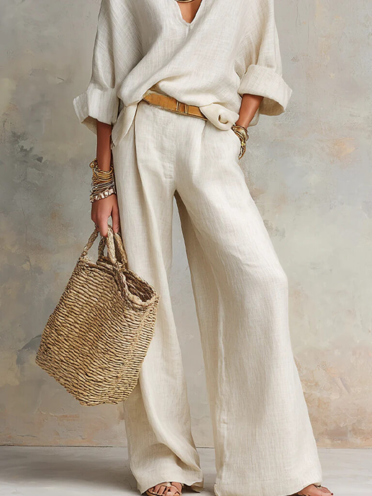 Fashionable Casual Linen Loose Vacation Set