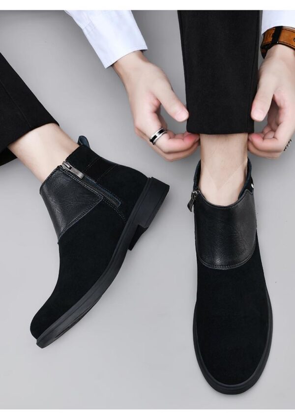 High-top British-style Leather Zip-up Ankle Boots - Image 9