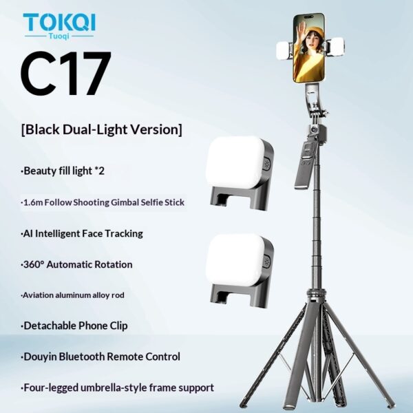 C17 Smartphone Selfie Stick Smart  Stabilized Extendable Gimbal With Full Auto Mode - Image 20