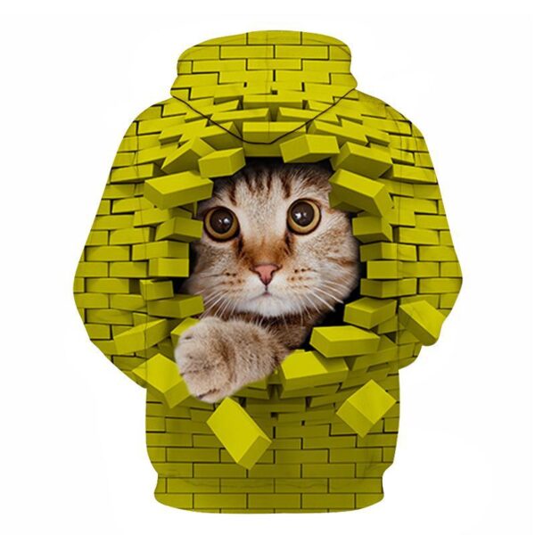 Couples Hoodie With 3D Digital Cat Print - Image 20