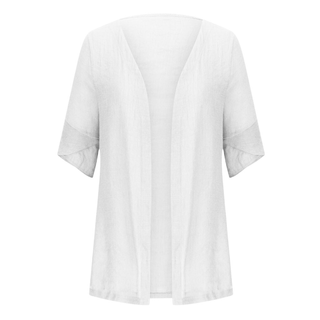SpringSummer Casual Mid-Sleeve Solid-Color Thin Outerwear Coat