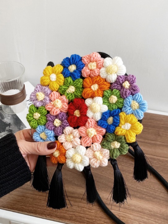 Ethnic Fluffy Bag For Women, Fashion Trend, Floral Small Round Bag, Stylish And Versatile, Can Be Worn On One Shoulder Or Cross-body - Image 18