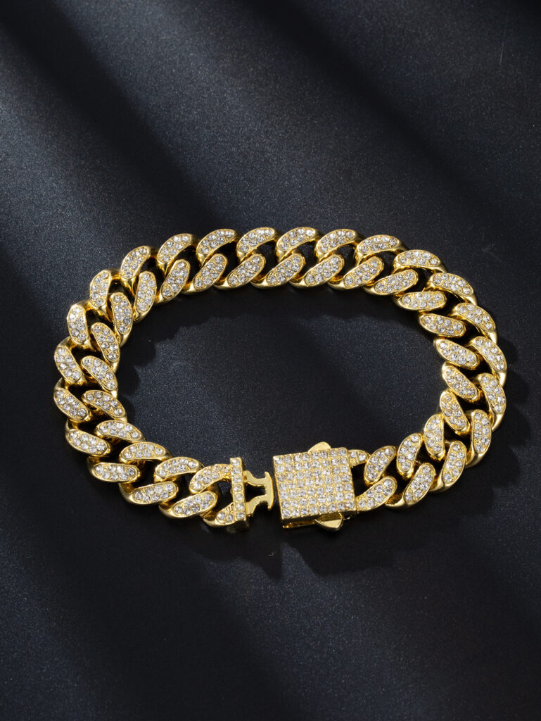 Spring Buckle Cuba Bracelet Alloy Full Diamond