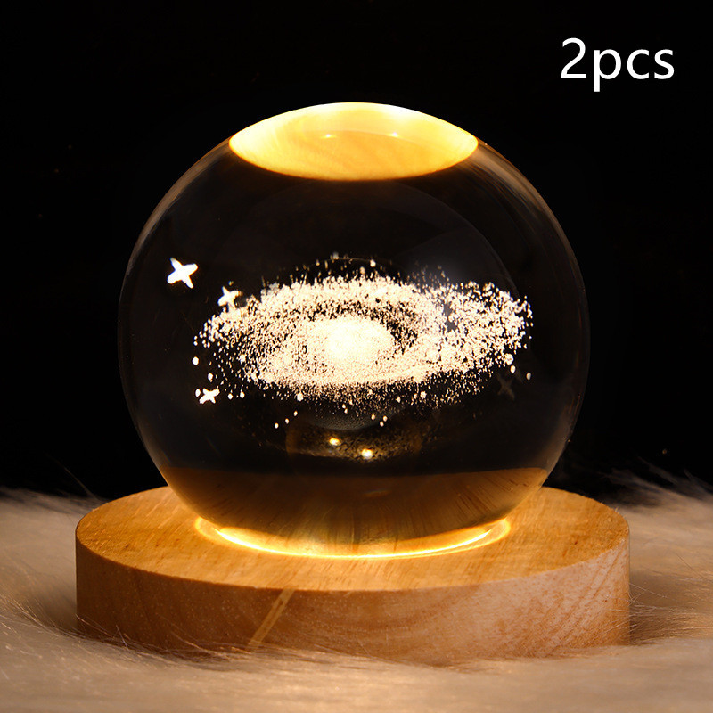 LED Night Light Galaxy Crystal Ball Table Lamp 3D Planet Moon Lamp Bedroom Home Decor For Kids Party Children Birthday Gifts - Image 61