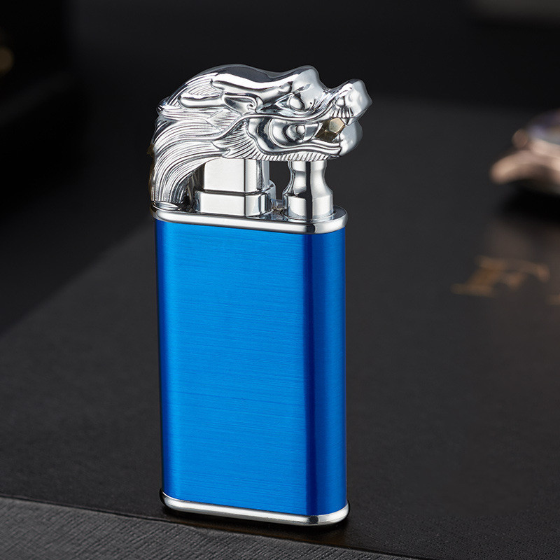 Creative Blue Flame Lighter Dolphin Dragon Tiger Double Fire Metal Winproof Lighter Inflatable Lighter - Image 27